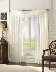 Ivory Window Sheers And Scarf For Double Windows In Living Room And Dining Room Curtains Living Room Living Room Windows Sheers Curtains Living Room