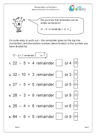 Maybe you would like to learn more about one of these? Remainders As Fractions Division In Year 4 Age 8 9 By Urbrainy Com