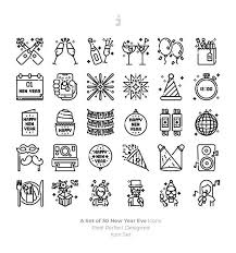 30 New Year Party Element Icon Set In 2020 Icon Set New Years Party Icon