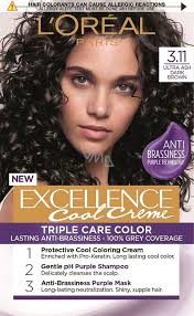 L'oreal paris excellence triple protection color creme, dark ash brown 4a cooler this is another best brand of ash brown dye you can go for. Loreal Paris Excellence Cool Creme Hair Color 3 11 Ultra Ash Dark Brown Vmd Parfumerie Drogerie
