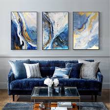 ▽▽▽ more info below ▽▽▽ 3d wall panels made by art3d: Framed 3 Panels Acrylic Canvas Abstract Painting Wall Art Picture For Living Room Bedroom Wall Decor Handmade Gold Art Blue Water Landscape In 2021 Wall Decor Bedroom Blue Living Room Decor