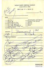 Dallas County Hospital District Inter Office Memo Jfk Kennedy Family Jfk Assasination