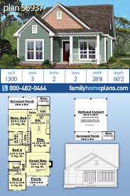 This wonderful narrow lot traditional home offers 4 large bedrooms with three full baths. Traditional Style House Plan 56937 With 3 Bed 2 Bath 2 Car Garage Craftsman Style House Plans Cottage Plan Family House Plans