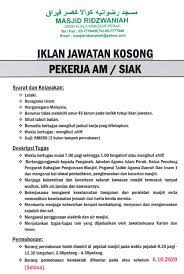 Senarai kerjaya pilihan negeri johor, kedah, kelantan, melaka, negeri sembilan, pahang, perak, perlis, pulau pinang, sabah, sarawak, selangor & terengganu. Masjid Ridzwaniah Kuala Kangsar Jawatan Kosong Siak Masjid Ridzwaniah Kuala Kangsar Borang Permohonan Ambil Dipejabat Masjid Tarikh Tutup 6 10 2020 Selasa Facebook
