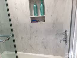 Corian Rain Cloud Color Bath Surround With Integral Soap Niche Corian Shower Walls Shower Wall Bathtub Walls
