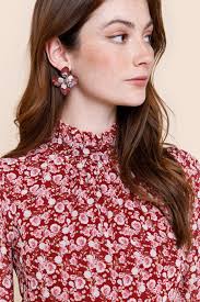 Francesca's Kayla Peony Mock Neck Mini Dress