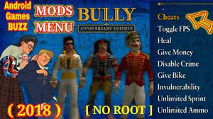 Apr 27, 2018 · bully anniversary edition apk download _v1.0.0.17 + (with cheat menu) for android game is very popular and thousand of gamers around the world download it here with any payments.get it now for free! Bully Apk Obb Mods Menu No Root Offline