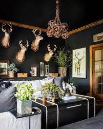 Realtree camo letter name wall decorations for hunting, cabin, outdoors, country living room inspo. Sean Anderson Design I Like This A Sort Of Modern Moody Take On A Hunting Lodge Rustic Living Room Hunting Decor Lodge Decor