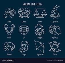 Zodiac Line Icons Vector Image On Zodiac Sign Tattoos November Zodiac Sign Zodiac Signs