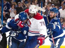 P K Subban Holds Tyler Johnson In A Headlock While Steven Stamkos Attempts To Pull Subban Off His Teammate During The Seco Tampa Bay Lightning Tampa Bay Tampa