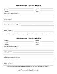 Printable School Nurse Incident Report School Nurse Office Nursing School School