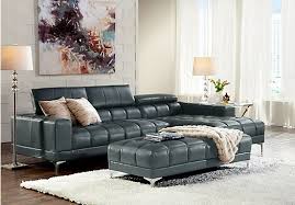 Shop For A Sofia Vergara Sybella Blue Blended Leather 4 Pc Sectional Living Room Plus Hdtv At Rooms To Go Find Leather Living Rooms That Will Look Great In