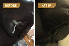 You're either going to have to use one of those mending patches or just have the cushion recovered which may cost more than it's worth unfortunately. Repair Your Sofa The Easy Way Mastaplasta Leather Repair Leather Couch Repair Patch Leather Couch