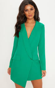 Green Asymmetric Hem Oversized Blazer Dress Blazer Dress Women Dress Online Fashion