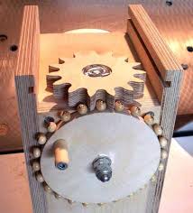 The Automata Blog Novel Method For Creating Wooden Gears Uses Beads For The Gear Teeth Wooden Gears Maker Fun Factory Wooden Gear Clock