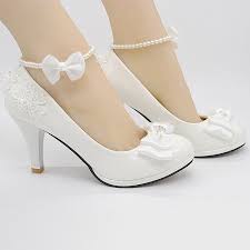 White Bride Bridesmaid Shoes Performances High Heels Sweet Bowtie Women Pumps Large Size Gen White Wedding Shoes Perfect Wedding Shoes Womens Wedding Shoes