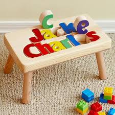 Made in the us with north american hardwoods. Personalized Wooden Name Puzzle Stool One Step Stool For Toddlers