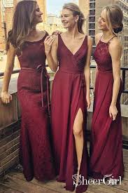 Modest Burgundy Long Sheath Mismatched Bridesmaid Dresses With Sash Ard1758 Burgundy Chiffon Bridesmaid Dresses Wine Bridesmaid Dresses Floor Length Chiffon Bridesmaid Dresses