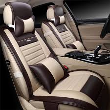9pcs Set Beige Color Pu Leather Universal Auto Car Seat Covers Automobile Seat Cover Chair Cushion For Lada Leather Car Seat Covers Leather Car Seats Car Seats