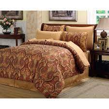 The oban comforter set from marquis by waterford showcases a striking floral jacquard in ivory with gold accents. Beautiful Rich Elegant Red Gold Comforter Set 8 Pc Cal King Queen Comforter Sets Holiday Dining Room Gold Comforter