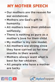 Buy her you tell her your feelings for her and make shore you say it's because she has the perfect smile, eyes and you can't stop thinking about her. Speech On My Mother My Mother Speech For Students And Children In English A Plus Topper