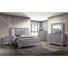 Set consists of queen bed, dresser with mirror and night stand. Alanis 6 Piece Bedroom Set In Light Gray Finish By Furniture Of America Foa Cm7579