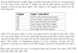 Solved Find An Asm Chart For A Traffic Light Controller T