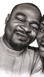 So, this artist Iniobong Orok Just gave us our first pencil art piece as a  couple. My wife loves it like crazy Indeed, it's so beautiful. We will  frame this and place