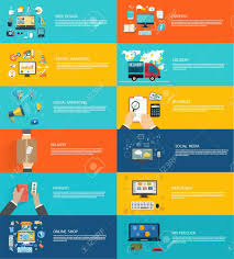 Icons Set Banners For Web Design Digital Marketing Delivery Web Design Digital Marketing Web Design Company