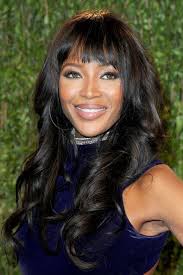 Naomi Campbell Long Curls with Bangs