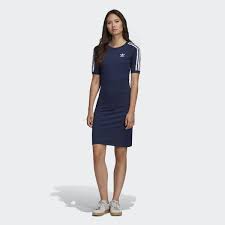 This Dress Brings A Modern Perspective To A Heritage Look It S Made With A Body Hugging Fit From Stretchy Heavyweigh Sporty Dress Adidas Dress Womens Dresses