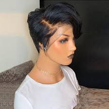 Use sharp scissors to cut the excess lace from the lace wig. Pre Plucked Pixie Short Cut Lace Front Wig 1b Mybombhair