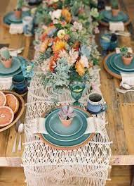 A Boho Brunch Tablescape For Your Baby Shower Inspiration Love The Colors And Succulents And Decor Brunch Tablescape Table Settings Table Decorations
