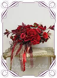 Bridesmaid flowers purple wedding flowers blue wedding flowers red wedding flowers orange wedding flowers yellow wedding flowers classic the red tone of this hydrangea flower is perfect for holiday floral arrangements and is popular with floral designers for summer wedding. Scarlet Bridal Bouquet Artificial Bridal Bouquets Silk Wedding Flower Packages Flowers For Ever After