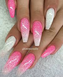 The most common pink acrylic nails material is plastic. Glitter Cray Ombre Acrylic Nails Pink Nails Nail Designs Glitter