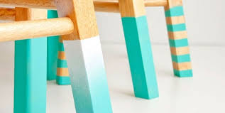Featuring a vanity mirror, drawer storage for special treasures and a matching chair. Diy Basics 3 Ways To Make Color Dipped Bar Stools Brit Co