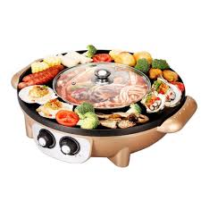 Zlsanvd Electric Korean Bbq Grill Hot Pot Electric Hot Pot Electric Barbecue Electric Baking Pan Intelligent Adjust Korean Bbq Grill Hot Pot Recipe Korean Bbq