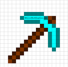 Minecraft Pixel Art Templates Diamond Pickaxe Minecraft Pixel Art Easy Pixel Art Pixel Art