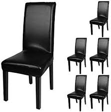 amazon com fuloon dining chair covers solid pu leather waterproof and oilproof stretch dining chair p dining chair covers dining chairs leather kitchen chairs