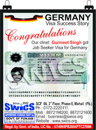 Congratulation Mr Harmandeep Singh For Your Germany Job Seeker Visa We The Whole Team Of Swics P Ltd Wishes You A Best With Images Job Seeker Success Stories Germany