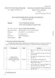 CÔNG TY CỔ PHẦN NHỰA BÌNH MINH Số: 04/BC-BM/HĐQT/2019