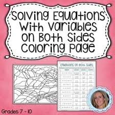 Solving Equations With Variables On Both Sides Activity Solving Equations One Step Equations Equations