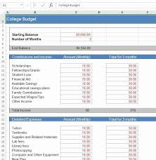 College Student Budget Template Fresh Download Free Excel Examples Downloadexceltemplate Budget Template College Student Budget Student Budget