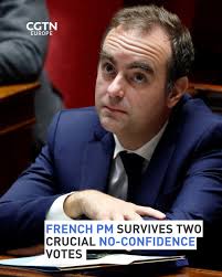 French PM Sebastien Lecornu survived two parliamentary no-confidence votes  after pledging to suspend President Macron's contested pension reform. It  has given the government a lifeline in the deeply fragmented National  Assembly but