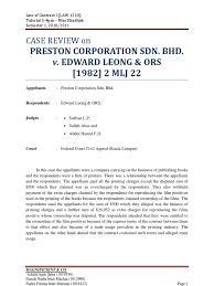 Related products：basis corporation sdn bhd. Preston Corporation Sdn Bhd V Edward Leong Ors Judgment Law Government