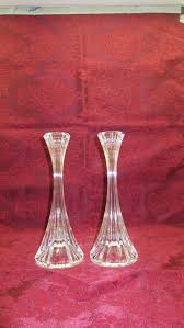 Qr code link to this post. Vintage Pair Of 24 Clear Lead Crystal Ribbed Park Lane Mikasa Candleholder Candlestick Candle Holders Vintage Glass Candle Holders Lead Crystal