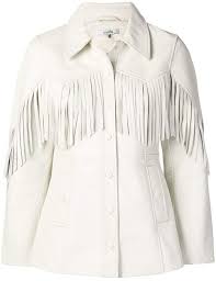 Ganni White Angela Fringed Leather Jacket Farfetch Fringe Leather Jacket Leather Jackets Women Clothes