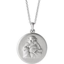 14k White Gold Buddha Necklace Engraved Necklace Buddha Pendant Buddha Necklace