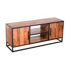 Alabama & florida railway company: 54 Inch Metal Frame Tv Console With 2 Side Door Cabinets Black And Brown Overstock 30830765