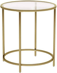 Vasagle Table D Appoint Ronde Plateau En Verre Trempe Armature Metallique Doree Bout De Canape T In 2020 Glass Gold Table Small Coffee Table Glass End Tables